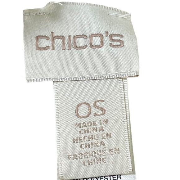 Chicos Womens Leopard Print Scarf Fringe Sheer Wrap 42x42 Square Beige Ivory - Picture 16 of 16